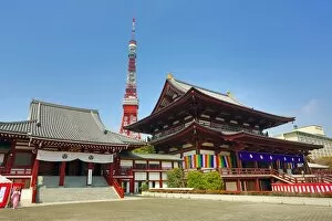 Images Dated 5th April 2013: The Tokyo Tower and the Zozoji Temple, Tokyo, Japan