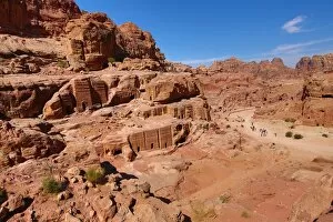 Petra, Jordan Collection: Tombs in sandstone rocks around the valley in the rock city of Petra, Jordan
