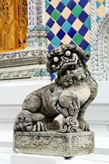Images Dated 28th May 2013: Traditional dog statue at Wat Phra Kaew, Temple of the Emerald Buddha Complex, Bangkok, Thailand