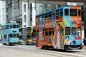 Hong Kong Collection: Traditional Hong Kong trams in Central, Hong Kong, China