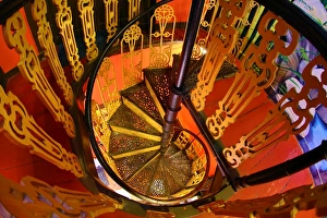 Traditional ironwork spiral staircase in a restaurant in Malacca, Malaysia Traditional ironwork spiral staircase in a restaurant in Malacca, Malaysia