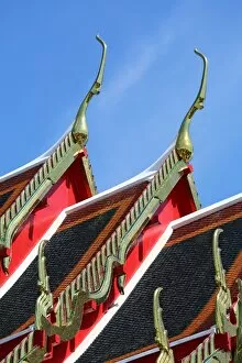 Images Dated 29th May 2013: Traditional Thai architecture roof decorations at Wat Pho temple, Bangkok, Thailand