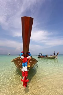 Phuket Collection: Traditional Thai long tailed boats on Ko Phi Phi Don island beach in Thailand