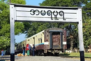 Mandalay, Myanmar Collection: Train in the station in Amarapura, Mandalay, Myanmar (Burma)