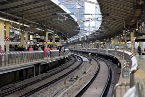 Train tracks in Tokyo Railway Station, Tokyo, Japan