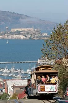 San Francisco Collection: Tram and Alcatraz Island in San Francisco, California, America