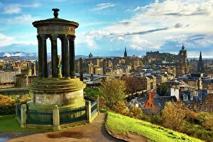 Images Dated 29th April 2016: View from Calton Hill of the Dugald Stewart Monument, Edinburgh