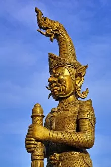 Images Dated 9th September 2015: Warrior statue at Wat That Foun Temple, Vientiane, Laos