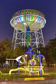 Images Dated 29th February 2020: Water Tower in Water Tower Park at night in Lingya District, Kaohsiung City, Taiwan