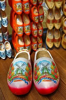 Images Dated 6th June 2016: Wooden clogs on sale in the flower market in Amsterdam, Holland