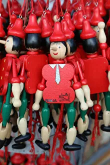 Images Dated 5th September 2019: Wooden Pinocchio puppets on sale, Florence, Italy
