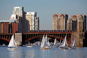Yachts sailing on the Charles River, Boston, Massachusetts Yachts sailing on the Charles River, Boston, Massachusetts