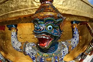 Images Dated 16th November 2014: Yaksha Demon Statue face at Wat Phra Kaew in Bangkok, Thailand
