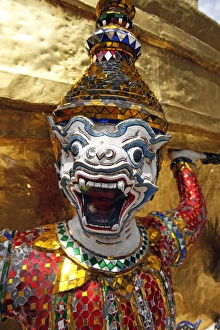 Yaksha Demon Statue face at Wat Phra Kaew in Bangkok, Thailand