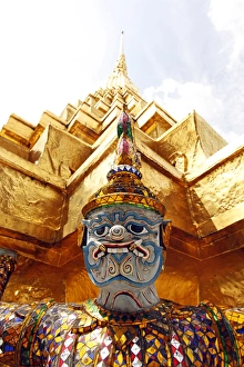 Yaksha Demon Statue face at Wat Phra Kaew in Bangkok, Thailand