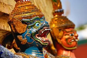 Bangkok, Thailand Collection: Yaksha Demon Statue at Wat Phra Kaew Temple complex Bangkok, Thailand