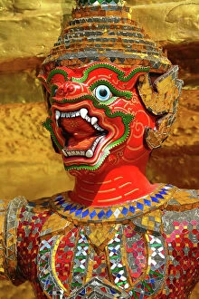 Bangkok, Thailand Collection: Yaksha Demon Statue at Wat Phra Kaew Temple complex Bangkok, Thailand