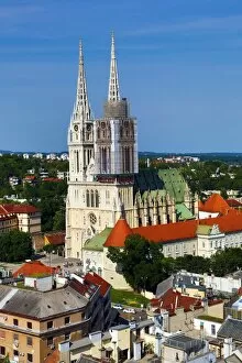 Images Dated 27th May 2016: Zagreb Cathedral with tower renovation in Zagreb, Croatia